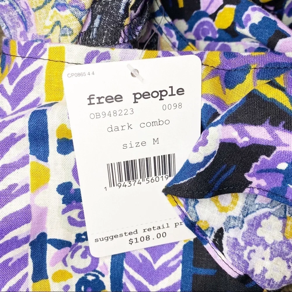 NEW Free People Summer in Tulum Dark Combo Tunic Floral Summer Sleeveless Top M